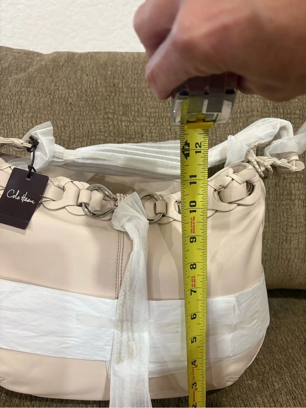 Cole Haan McKenzie Hobo Leather Bag White Pine NWT MSRP $298